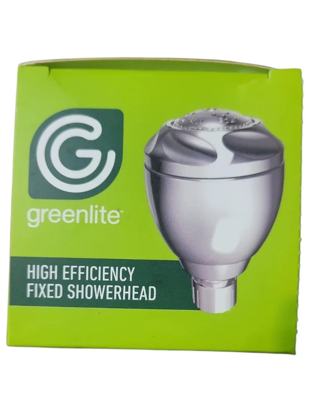NWT Greenlite Chrome Finish Efficiency Fixed Shower Head /Teflon Tape 3 Stages